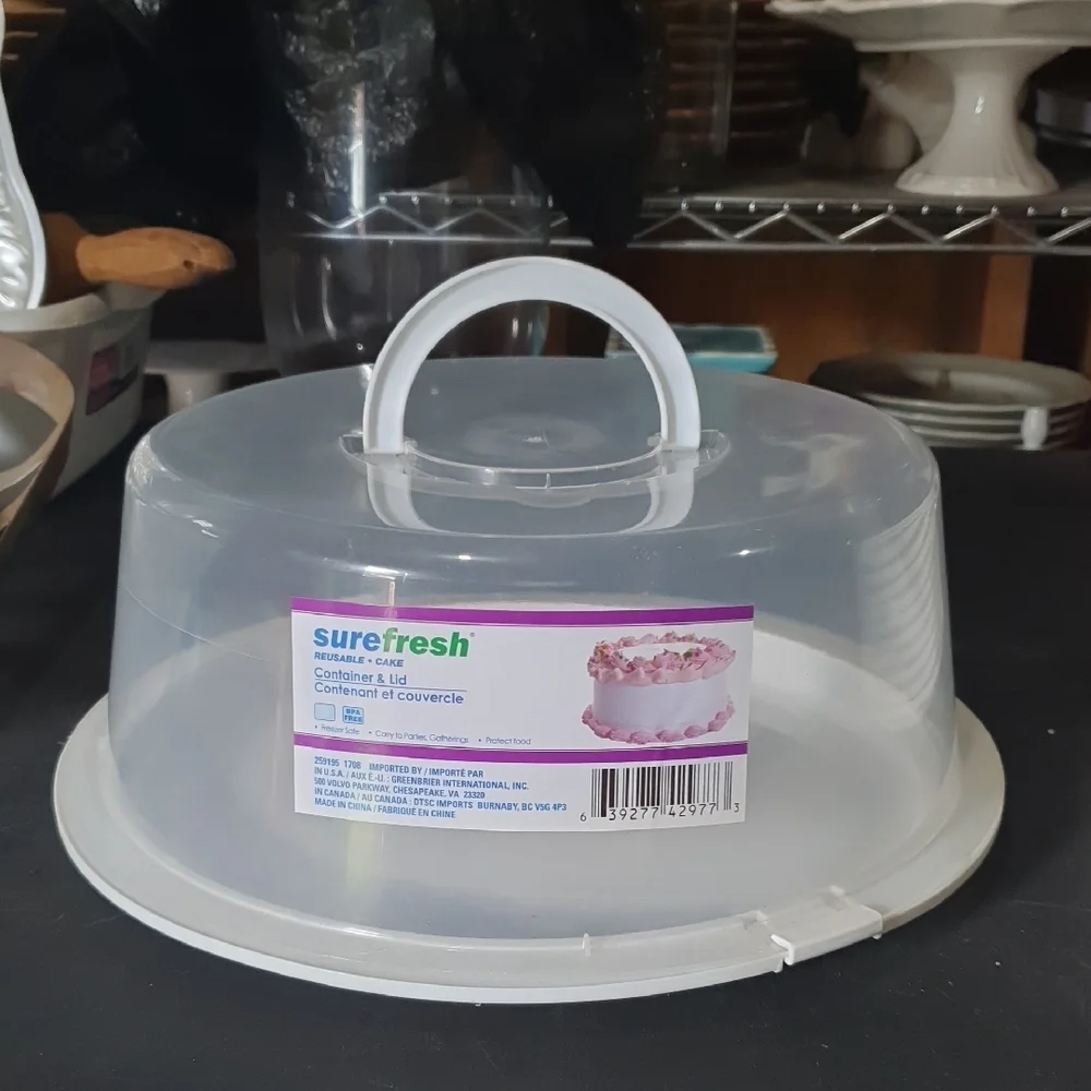 💜 Surefresh Clear and White Disposable Cake Container & Lid
